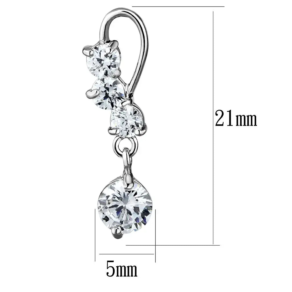 3W1293 - Rhodium Brass Earrings with AAA Grade CZ in Clear - Alamode - Flyclothing LLC