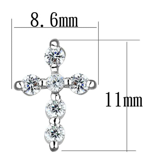 3W1294 - Rhodium Brass Earrings with AAA Grade CZ in Clear - Alamode - Flyclothing LLC