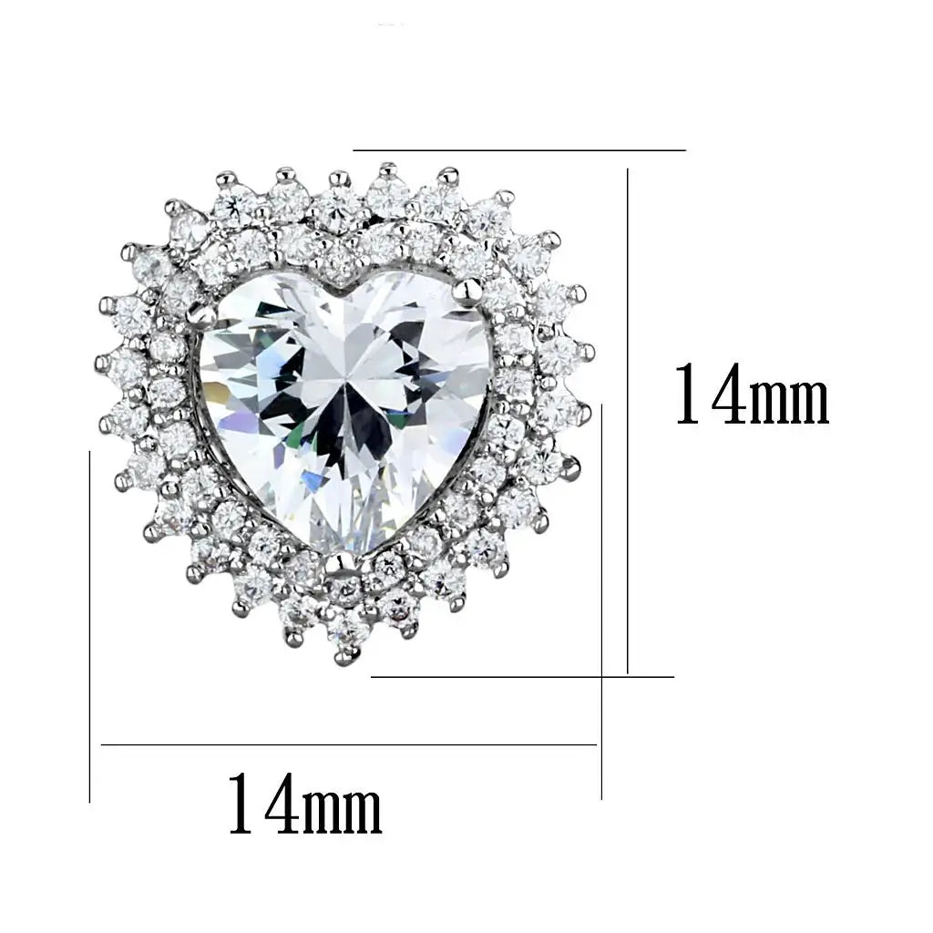 3W1298 - Rhodium Brass Earrings with AAA Grade CZ in Clear - Alamode - Flyclothing LLC