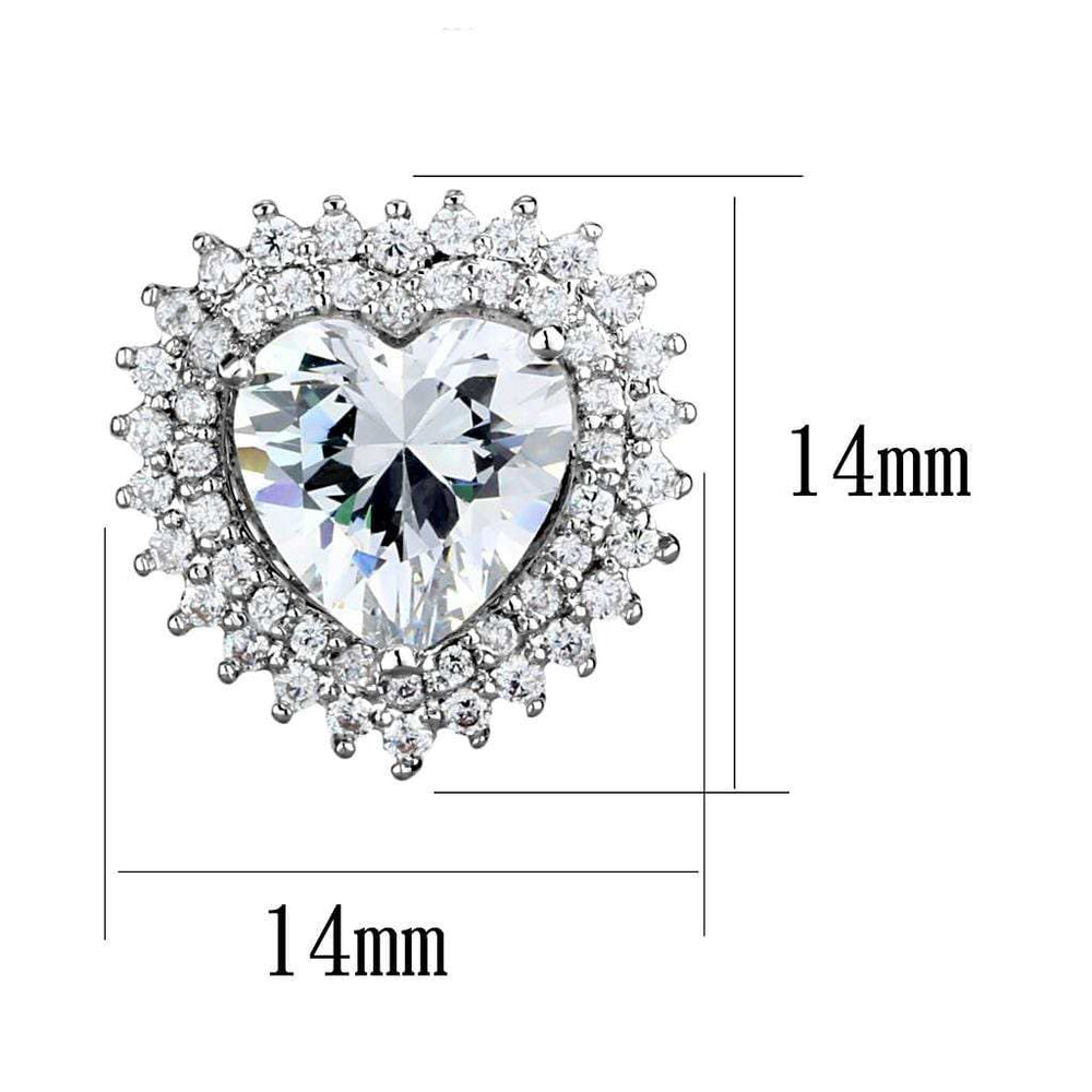 3W1298 - Rhodium Brass Earrings with AAA Grade CZ in Clear - Alamode - Flyclothing LLC