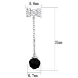 3W1300 - Rhodium Brass Earrings with AAA Grade CZ  in Clear - Alamode