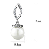3W1301 - Rhodium Brass Earrings with Synthetic Pearl in White - Alamode