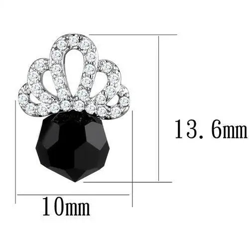 3W1303 - Rhodium Brass Earrings with AAA Grade CZ in Clear - Alamode - Flyclothing LLC