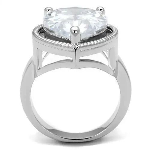 3W1305 - Rhodium Brass Ring with AAA Grade CZ in Clear - Alamode - Flyclothing LLC