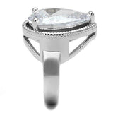 3W1305 - Rhodium Brass Ring with AAA Grade CZ  in Clear - Alamode
