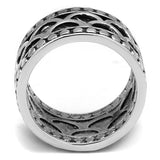 3W1309 - Rhodium Brass Ring with Epoxy  in Jet - Alamode