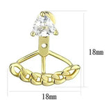 3W1313 - Gold Brass Earrings with AAA Grade CZ in Clear - Alamode - Flyclothing LLC