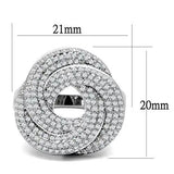 3W1319 - Rhodium Brass Ring with AAA Grade CZ  in Clear - Alamode