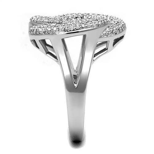 3W1319 - Rhodium Brass Ring with AAA Grade CZ in Clear - Alamode - Flyclothing LLC
