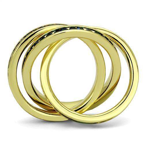 3W1329 - Gold Brass Ring with Synthetic Synthetic Glass in Montana - Alamode - Flyclothing LLC