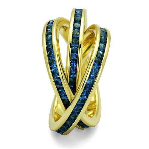 3W1329 - Gold Brass Ring with Synthetic Synthetic Glass in Montana - Alamode - Flyclothing LLC