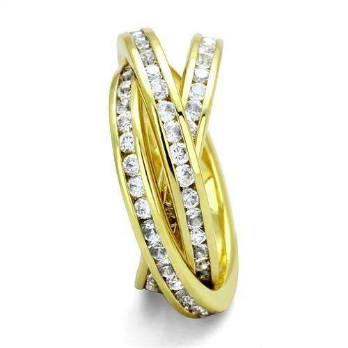 3W1330 - Gold Brass Ring with AAA Grade CZ in Clear - Alamode - Flyclothing LLC