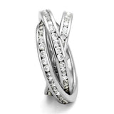 3W1331 - Rhodium Brass Ring with AAA Grade CZ  in Clear - Alamode