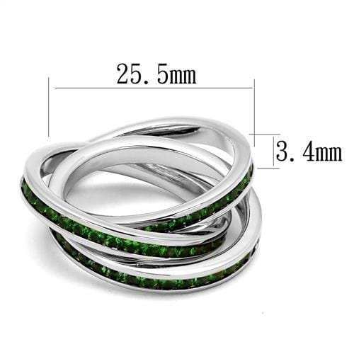 3W1332 - Rhodium Brass Ring with Synthetic Synthetic Glass in Emerald - Alamode - Flyclothing LLC