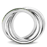 3W1332 - Rhodium Brass Ring with Synthetic Synthetic Glass in Emerald - Alamode - Flyclothing LLC