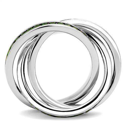 3W1332 - Rhodium Brass Ring with Synthetic Synthetic Glass in Emerald - Alamode - Flyclothing LLC