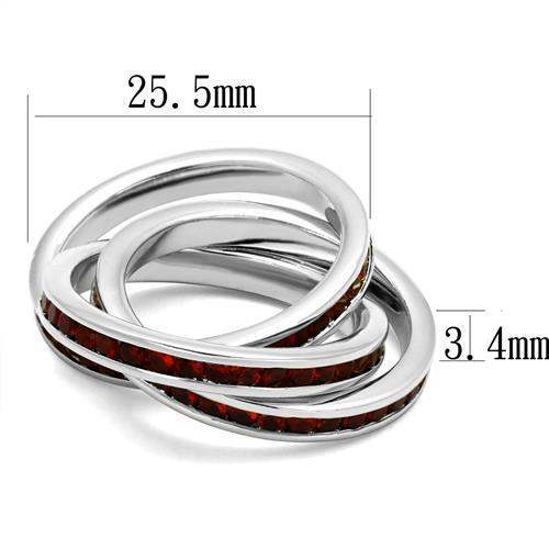 3W1333 - Rhodium Brass Ring with Synthetic Synthetic Glass in Siam - Alamode - Flyclothing LLC