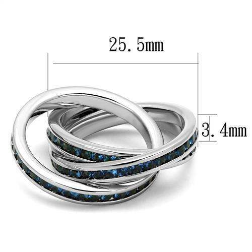 3W1334 - Rhodium Brass Ring with Synthetic Synthetic Glass in Montana - Alamode - Flyclothing LLC