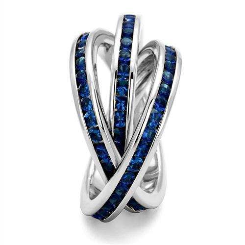 3W1334 - Rhodium Brass Ring with Synthetic Synthetic Glass in Montana - Alamode - Flyclothing LLC