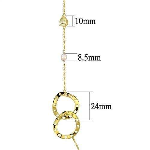 3W1335 - Gold Brass Necklace with AAA Grade CZ in Citrine Yellow - Alamode - Flyclothing LLC