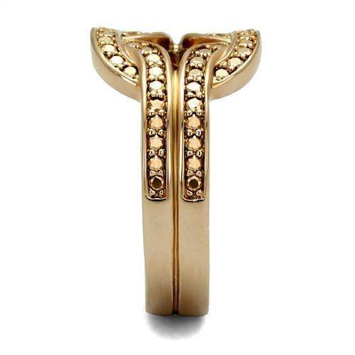 3W1336 - IP Rose Gold(Ion Plating) Brass Ring with AAA Grade CZ in Metallic Light Gold - Alamode - Flyclothing LLC