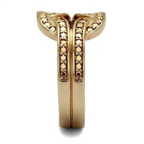 3W1336 - IP Rose Gold(Ion Plating) Brass Ring with AAA Grade CZ in Metallic Light Gold - Alamode - Flyclothing LLC