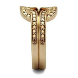 3W1336 - IP Rose Gold(Ion Plating) Brass Ring with AAA Grade CZ  in Metallic Light Gold - Alamode