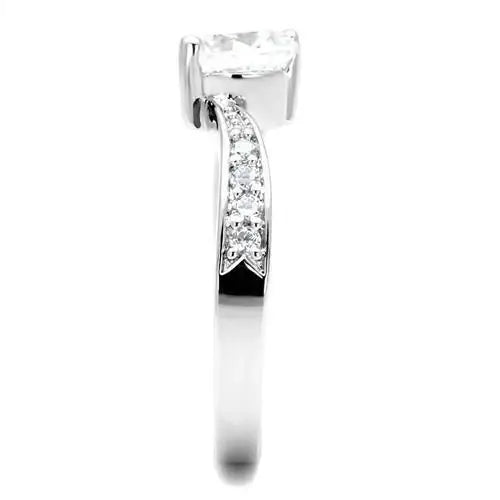 3W1337 - Rhodium Brass Ring with AAA Grade CZ in Clear - Alamode - Flyclothing LLC