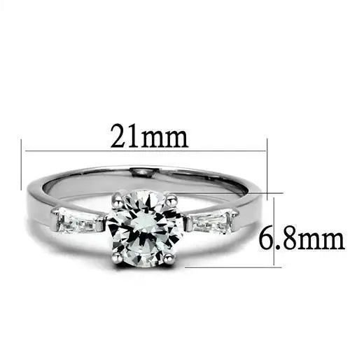 3W1339 - Rhodium Brass Ring with AAA Grade CZ in Clear - Alamode - Flyclothing LLC