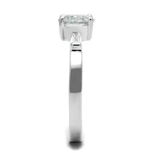 3W1339 - Rhodium Brass Ring with AAA Grade CZ in Clear - Alamode - Flyclothing LLC