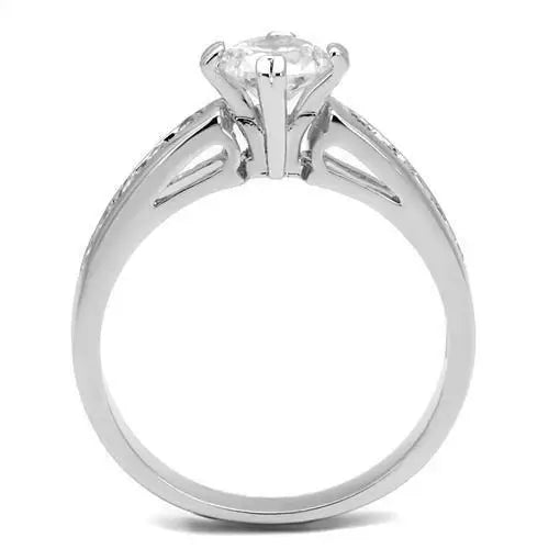 3W1340 - Rhodium Brass Ring with AAA Grade CZ in Clear - Alamode - Flyclothing LLC