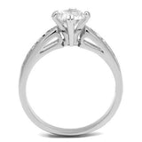 3W1340 - Rhodium Brass Ring with AAA Grade CZ  in Clear - Alamode