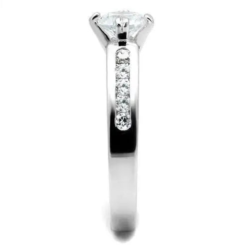 3W1340 - Rhodium Brass Ring with AAA Grade CZ in Clear - Alamode - Flyclothing LLC