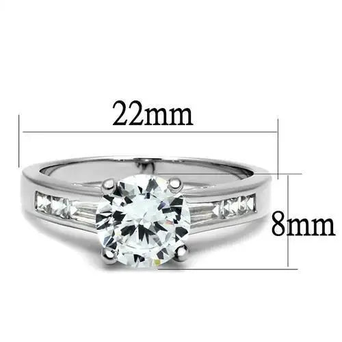 3W1341 - Rhodium Brass Ring with AAA Grade CZ in Clear - Alamode - Flyclothing LLC
