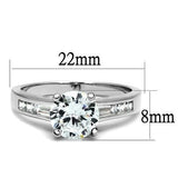 3W1341 - Rhodium Brass Ring with AAA Grade CZ  in Clear - Alamode