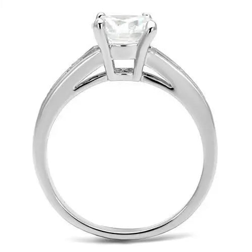3W1341 - Rhodium Brass Ring with AAA Grade CZ in Clear - Alamode - Flyclothing LLC