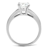 3W1341 - Rhodium Brass Ring with AAA Grade CZ  in Clear - Alamode
