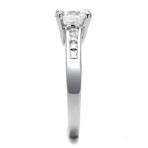 3W1341 - Rhodium Brass Ring with AAA Grade CZ in Clear - Alamode - Flyclothing LLC