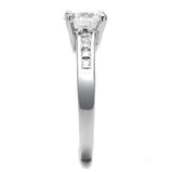 3W1341 - Rhodium Brass Ring with AAA Grade CZ  in Clear - Alamode