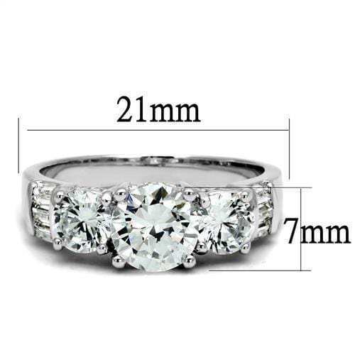 3W1343 - Rhodium Brass Ring with AAA Grade CZ in Clear - Alamode - Flyclothing LLC