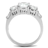 3W1343 - Rhodium Brass Ring with AAA Grade CZ in Clear - Alamode - Flyclothing LLC