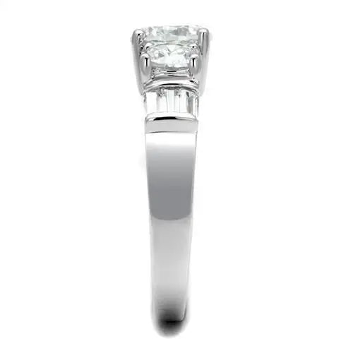 3W1343 - Rhodium Brass Ring with AAA Grade CZ in Clear - Alamode - Flyclothing LLC