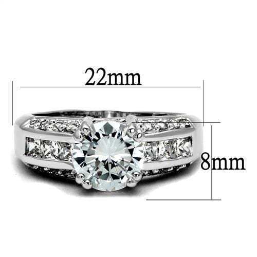 3W1344 - Rhodium Brass Ring with AAA Grade CZ in Clear - Alamode - Flyclothing LLC