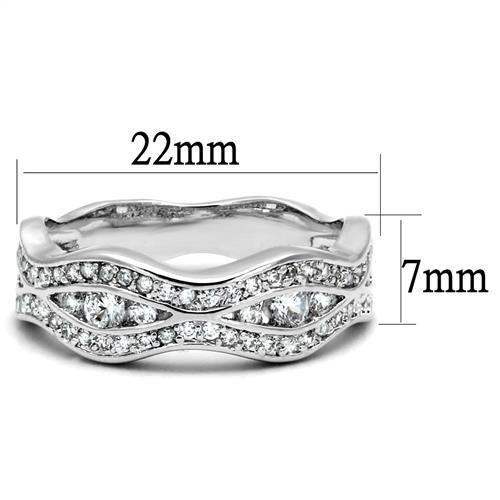 3W1345 - Rhodium Brass Ring with AAA Grade CZ in Clear - Alamode - Flyclothing LLC
