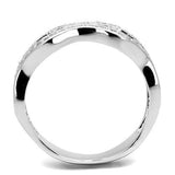 3W1345 - Rhodium Brass Ring with AAA Grade CZ  in Clear - Alamode