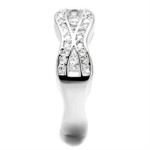 3W1345 - Rhodium Brass Ring with AAA Grade CZ in Clear - Alamode - Flyclothing LLC