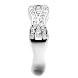 3W1345 - Rhodium Brass Ring with AAA Grade CZ  in Clear - Alamode