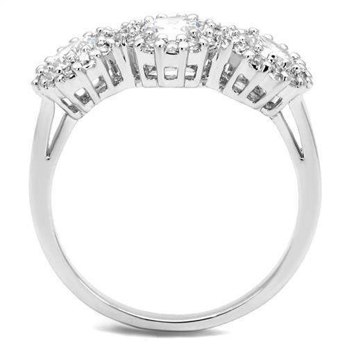 3W1347 - Rhodium Brass Ring with AAA Grade CZ in Clear - Alamode - Flyclothing LLC
