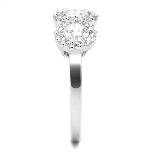 3W1347 - Rhodium Brass Ring with AAA Grade CZ in Clear - Alamode - Flyclothing LLC