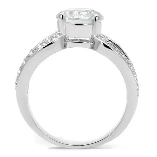 3W1348 - Rhodium Brass Ring with AAA Grade CZ in Clear - Alamode - Flyclothing LLC
